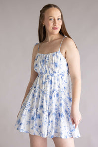 Blu Pepper Tiered Floral Dress for Women in Blue at Glik's , S Blu Pepper Tiered Floral Dress for Women in Blue at Glik's , S