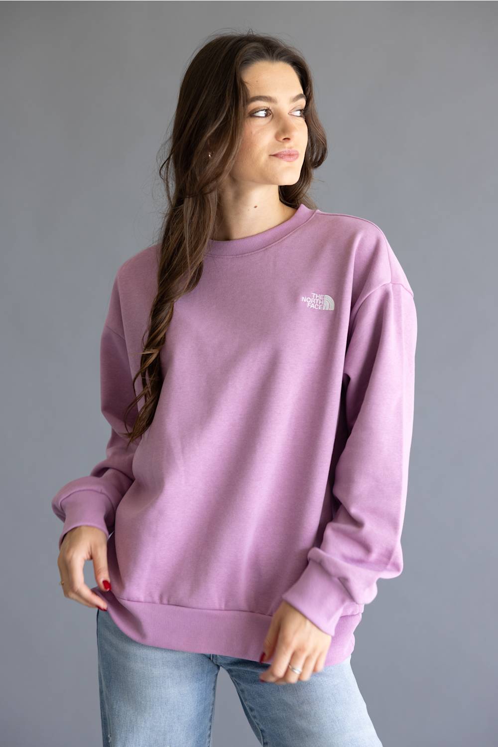 The North Face Oversized Simple Dome Fleece Sweatshirt for Women in Lavender | NF0A8FKT-G6E
