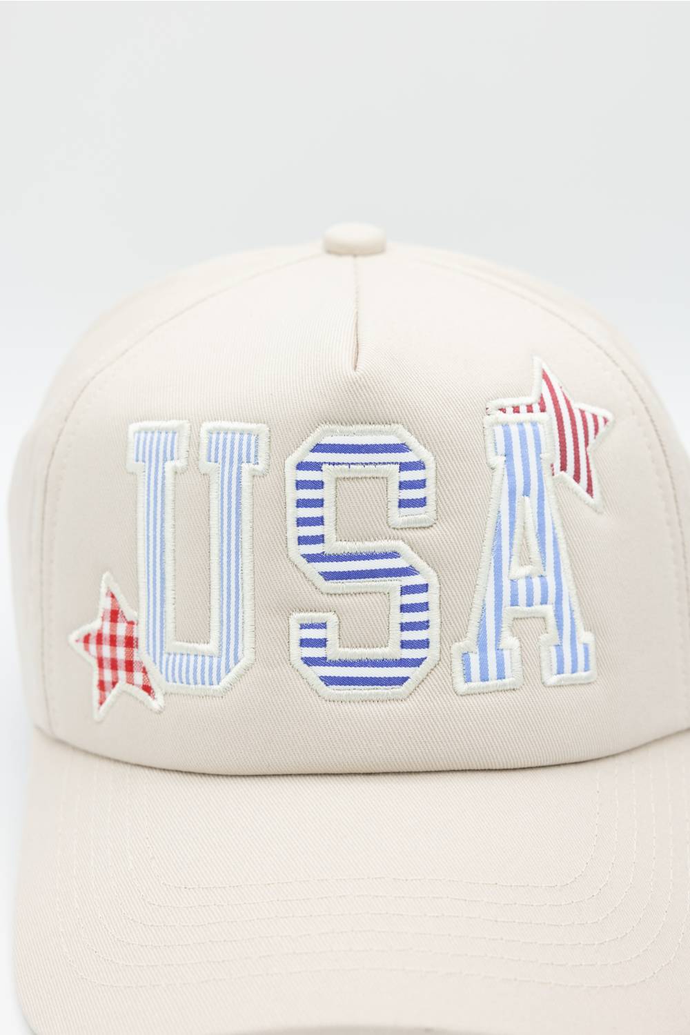 USA Striped Trucker Hat for Women in Beige