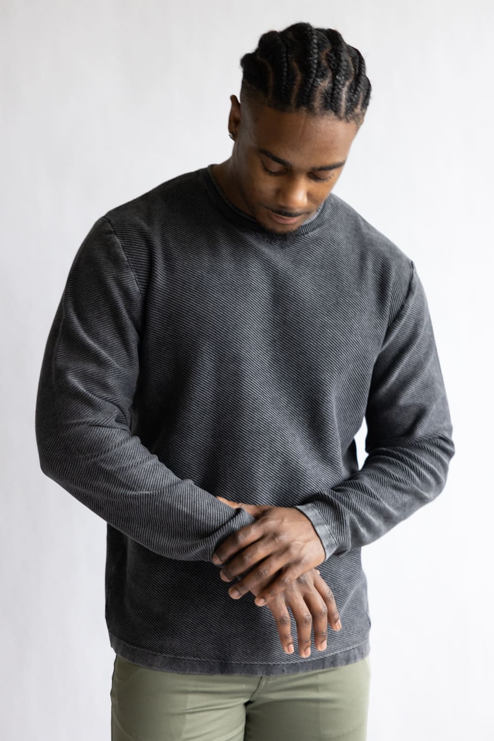 Weatherproof Twill Stonewash Roll Neck Sweater for Men in Black