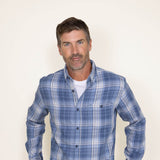 Weatherproof Vintage Burnout Flannel for Men in Faded Denim Blue