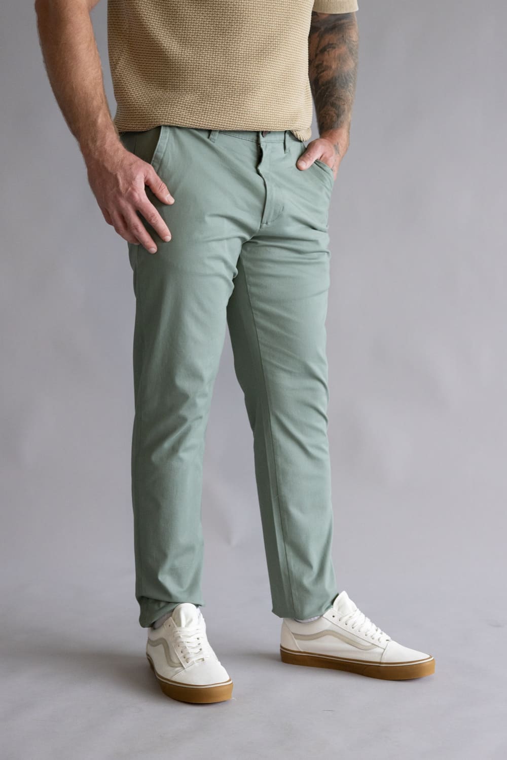 Weatherproof Vintage Flat Front Chino Pants for Men in Hillside Green