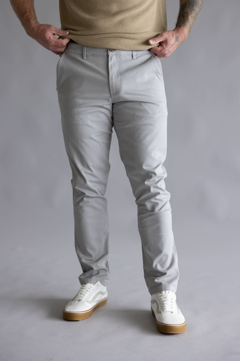 Weatherproof Vintage Leader Chino Pants for Men in Grey Key