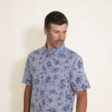 Weatherproof Vintage Linen Shirt for Men in Blue Floral