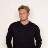 Weatherproof Vintage Long Sleeve Jersey Henley Shirt for Men in Black