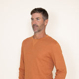 Weatherproof Vintage Long Sleeve Waffle Crewneck Shirt for Men in Orange