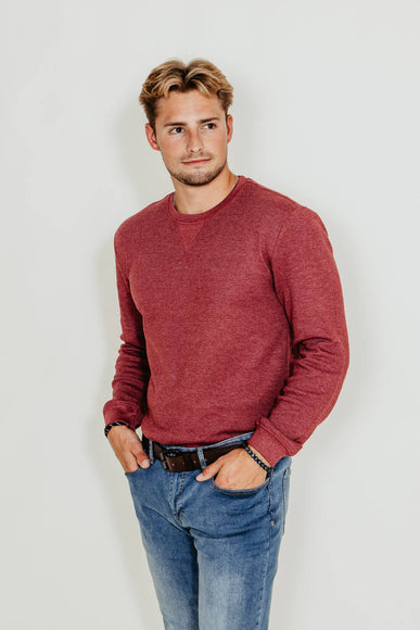 Weatherproof Vintage Long Sleeve Waffle Crewneck Shirt for Men in Red
