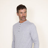 Weatherproof Vintage Long Sleeve Waffle Henley Shirt for Men in Light Grey