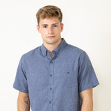 Weatherproof Vintage Performance Woven Button Up for Men in Navy 