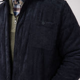 Weatherproof Vintage Quilted Corduroy Puffer Jacket for Men in Moonless Night