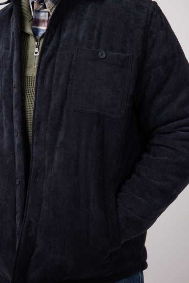Weatherproof Vintage Quilted Corduroy Puffer Jacket for Men in Moonless Night