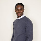 Weatherproof Vintage Soft Touch Raglan Crewneck Sweater for Men in Grey Blue