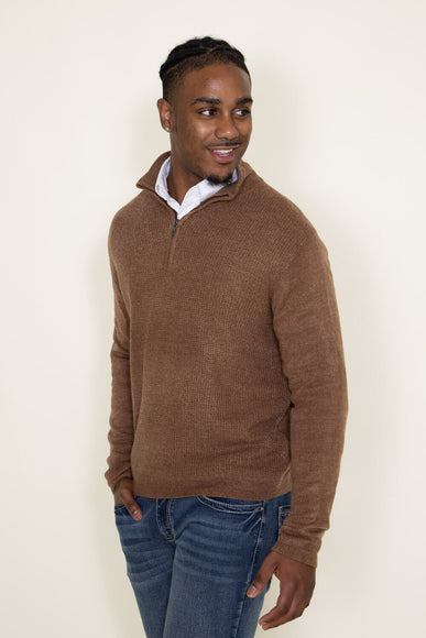 Weatherproof Vintage Soft Touch Textured Quarter Zip Sweater for Men in Almond