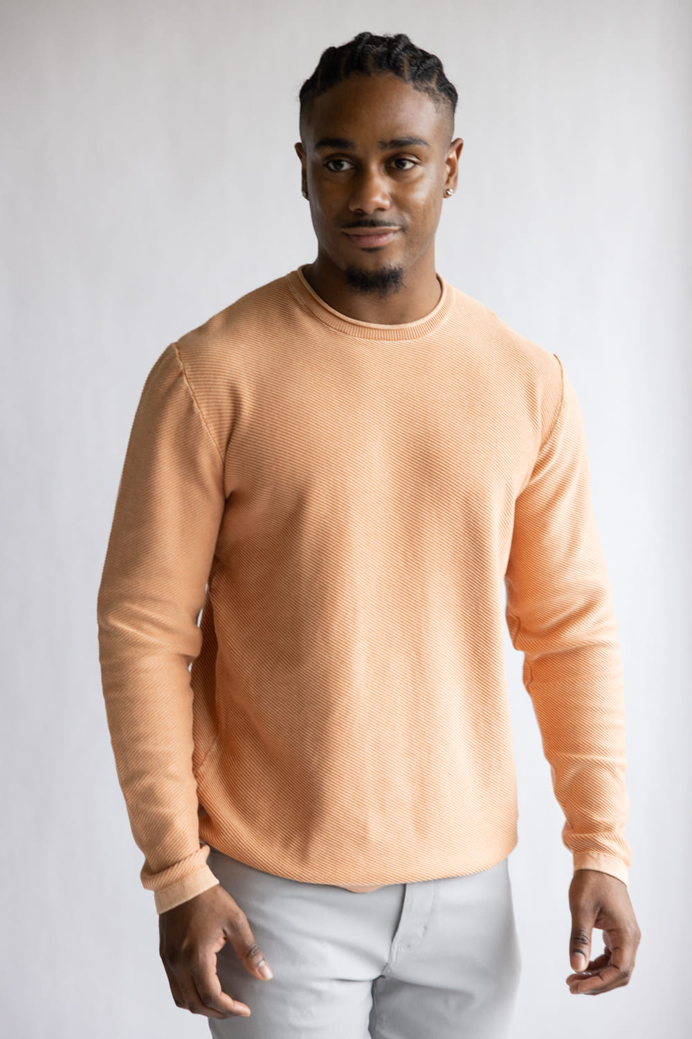 Weatherproof Vintage Twill Stonewash Roll Neck Sweater for Men in Shell Coral