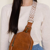 Wide Strap Sling Bag for Women in Brown 