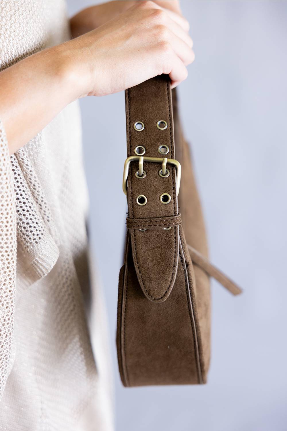 JOIA Crescent Buckle Shoulder Bag for Women in Coffee | JY-0590-CF