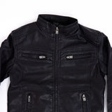 Youth Moto Faux Leather Jacket for Boys in Black