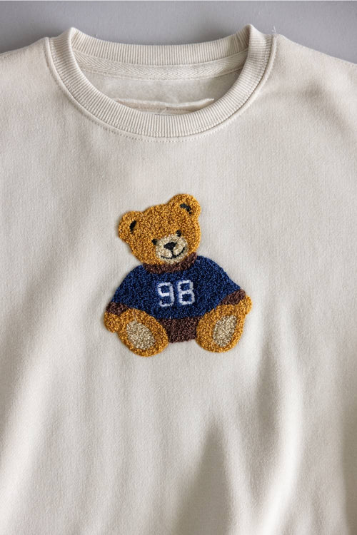 Youth Teddy Bear Crewneck for Girls in Beige