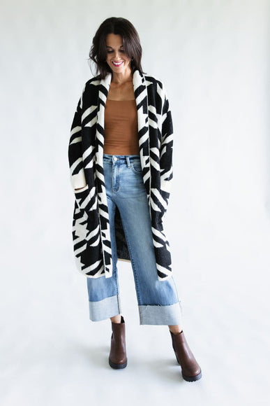 Zig Pattern Cardigan for Women in Black