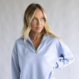 Zip Neck Scuba Set for Women in Blue