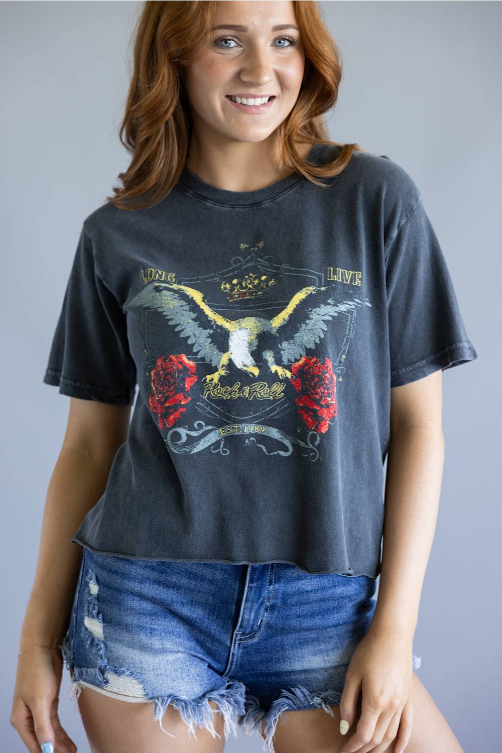 Zutter Rock n Roll Crop Tee for Women in Black