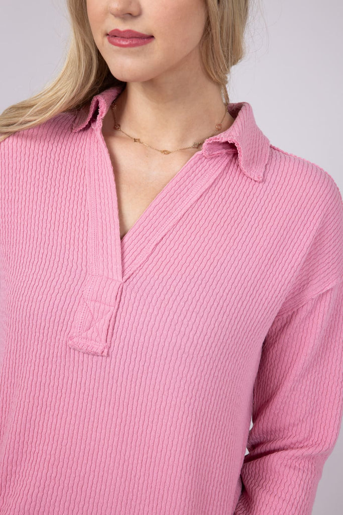 豊富な商品から Knit Ribbed Pepper Blu Johnny in Women for Shirt Polo Collar レディースウェア