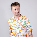 Hallstatt Beer Can Print Full Button Shirt for Men in White