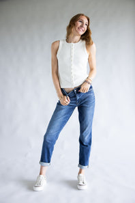 Judy Blue Mid Rise Cuffed Boyfriend Jeans for Women