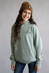 Local Girl Youth Groovy Moon Hoodie in Green