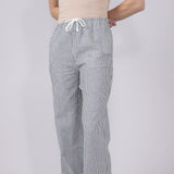 Love Tree Pinstripe Drawstring Linen Pants for Women in Black