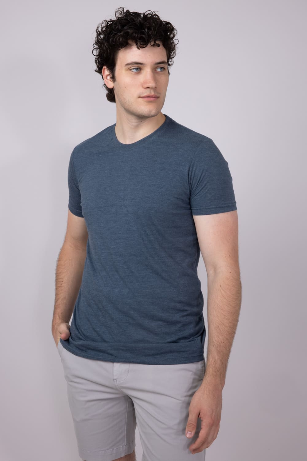 Basic Crewneck T-Shirt for Men in Indigo Blue