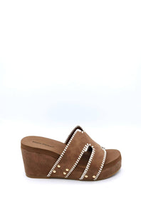 Pierre Dumas Vivian Wedge Sandals for Women in Cognac