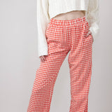 Gingham Relaxed PJ Pants for Women in Red