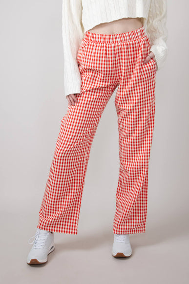 Gingham Relaxed PJ Pants for Women in Red