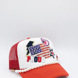 Womens Simply Southern Flag Patch Hat for Women in Red