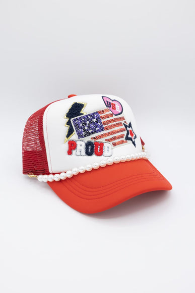 Womens Simply Southern Flag Patch Hat for Women in Red