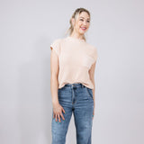 Simply Southern Womens Breeze Knit Cap Sleeve Sweater for Women in Macadamia Tan