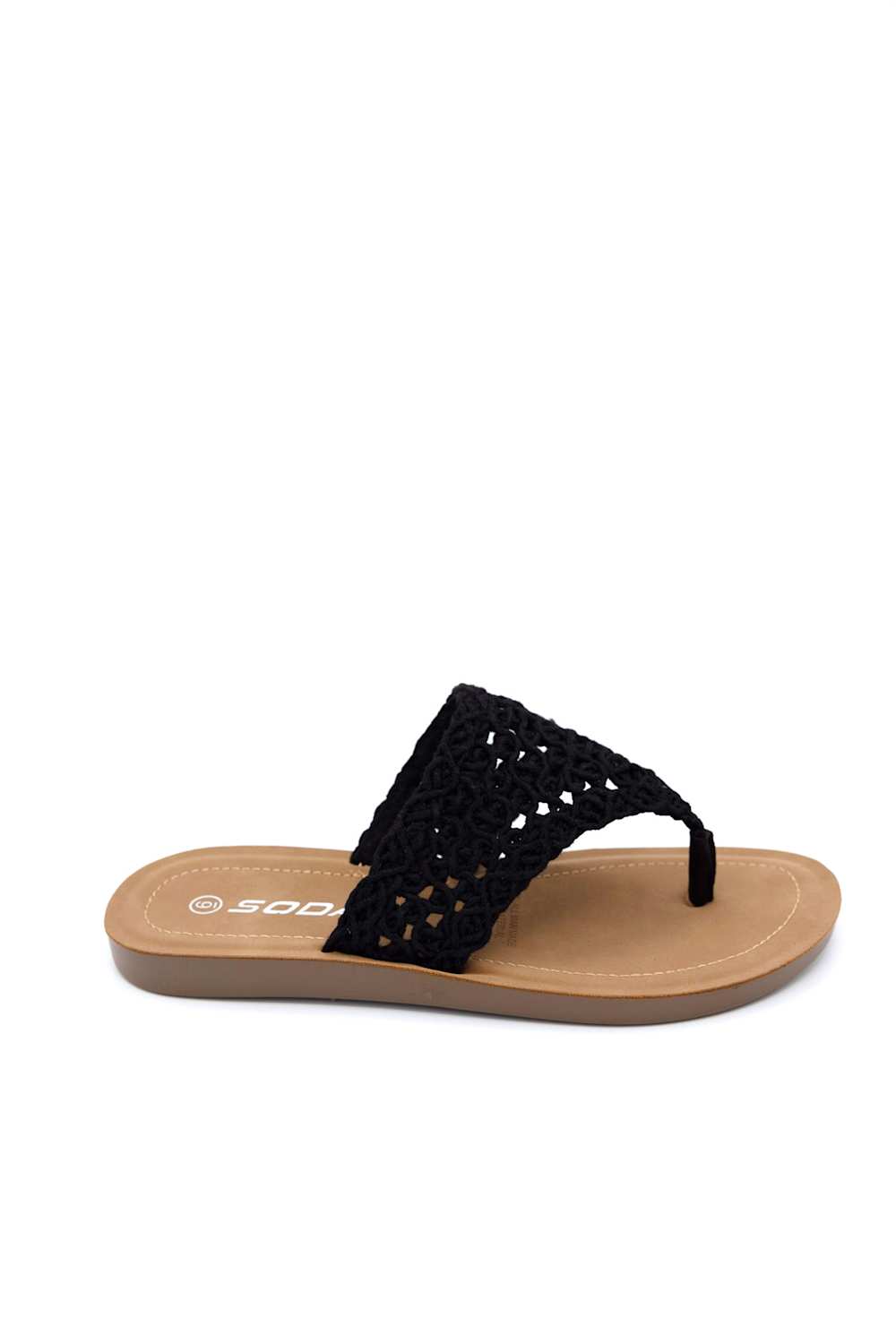  Soda Crotchet Flip Flops for Women in Black 