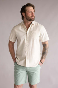 Union Lennox Slub Cotton Button Up Shirt for Men in Sand