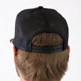Whiskey Bent Gold Rope Trucker Hat for Men in Black