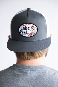 Whiskey Bent Lake Dayz Trucker Hat for Men in Grey