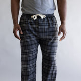 Plaid Flannel Lounge Pants for Men in Black Gray