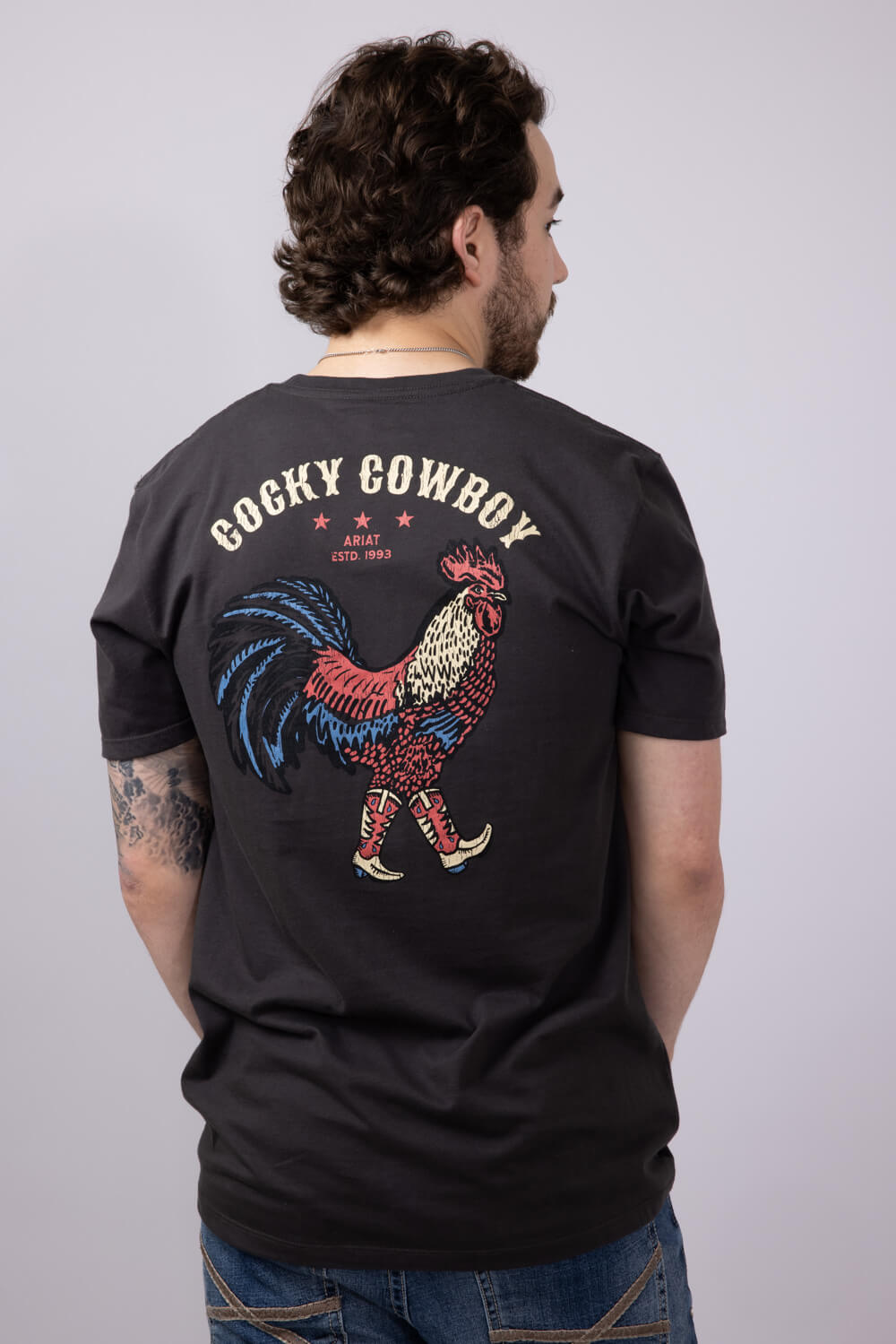 Ariat Cocky Cowboy T-Shirt for Men in Vintage Black