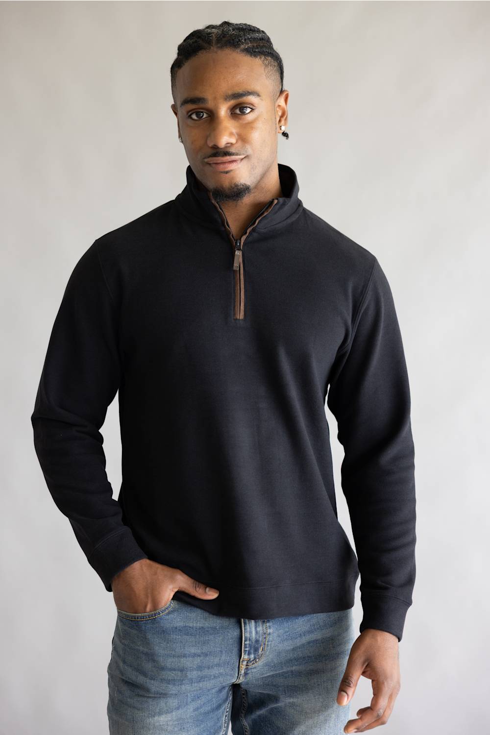 1897 Legends Quarter Zip Neck Sweater for Men in Black | 10090-BLK