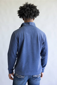 Butter soft, zipneck sweater with brown zipper and collar accents 