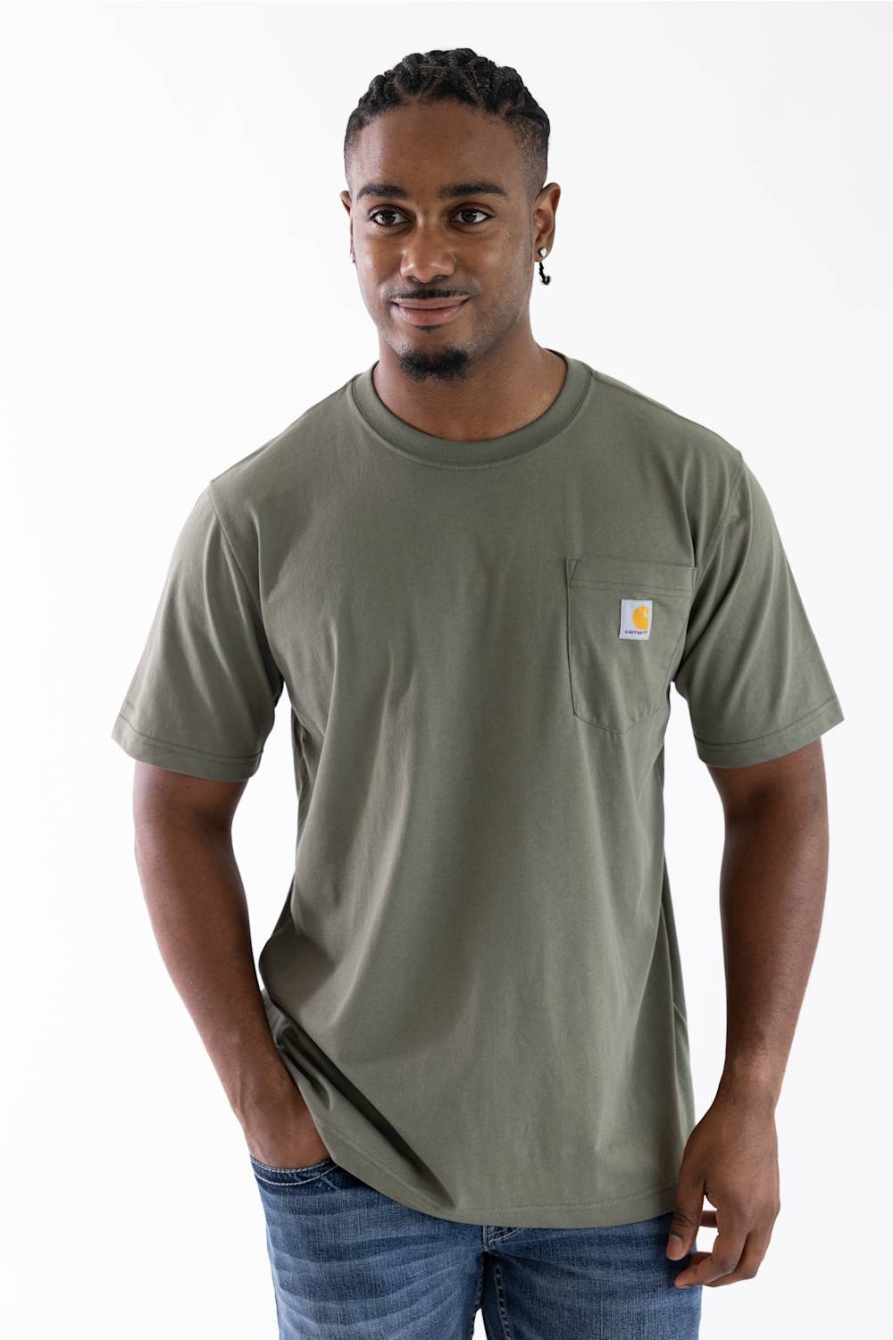 Carhartt Irvine Relaxed Deer Landscape T-Shirt for Men in Dove Olive | 107899-DOV-OLIVE