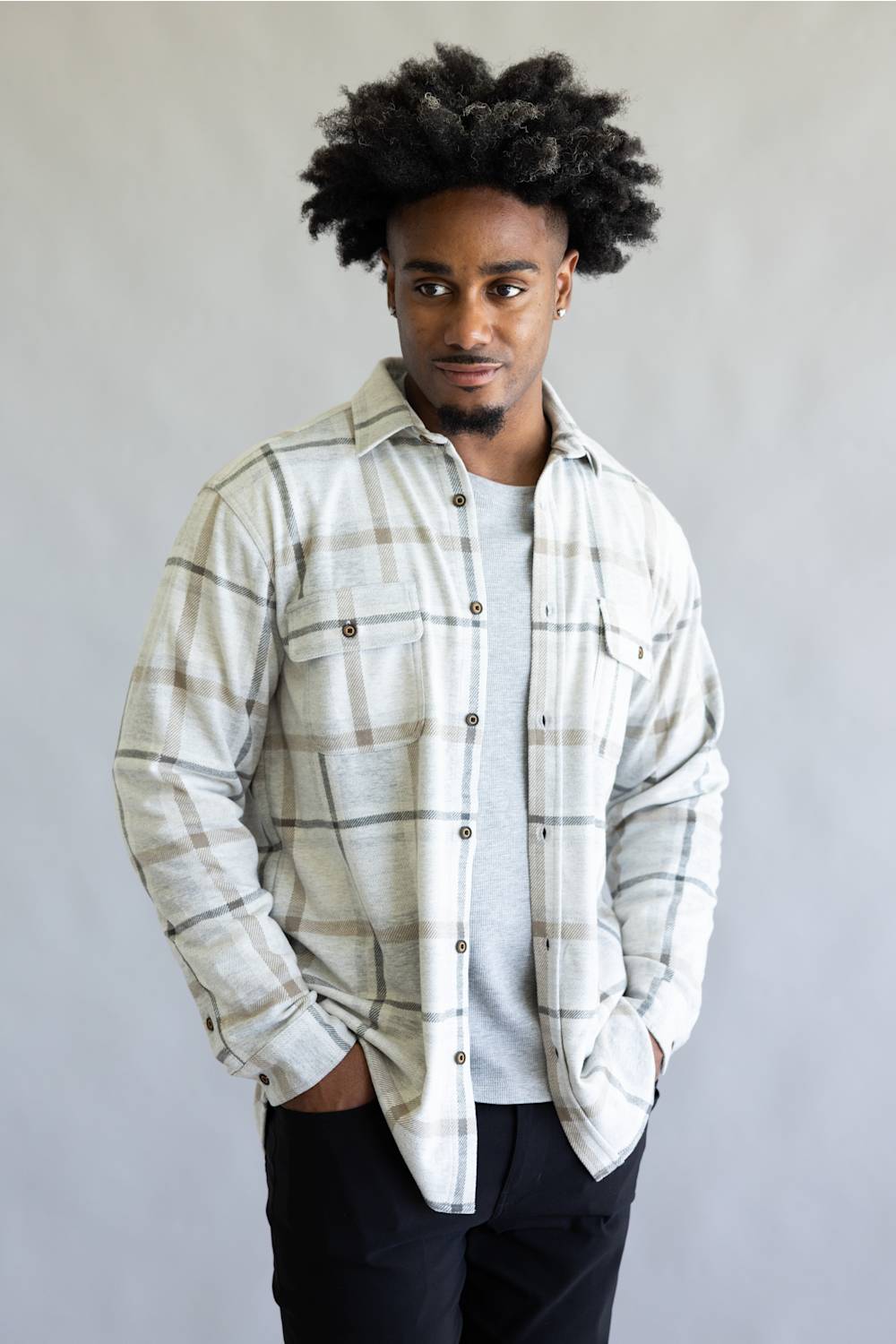 1897 Legends Stretch Flannel Shirt for Men in Silver Multi | 13000-SILMULTI