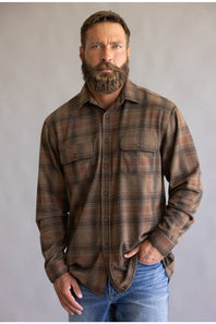 1897 Legends Stretch Flannel Shirt for Men in Brown Multi | 13013-BRNMULTI