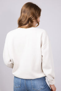 1897 Active Chenille Patch Game Day Sweatshirt for Women in Beige