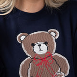 1897 Active Embroidered Big Bear Fleece Sweatshirt for Women in Navy